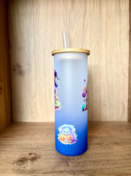 Sweet Little Witch Glass Tumbler – Blue Ombre