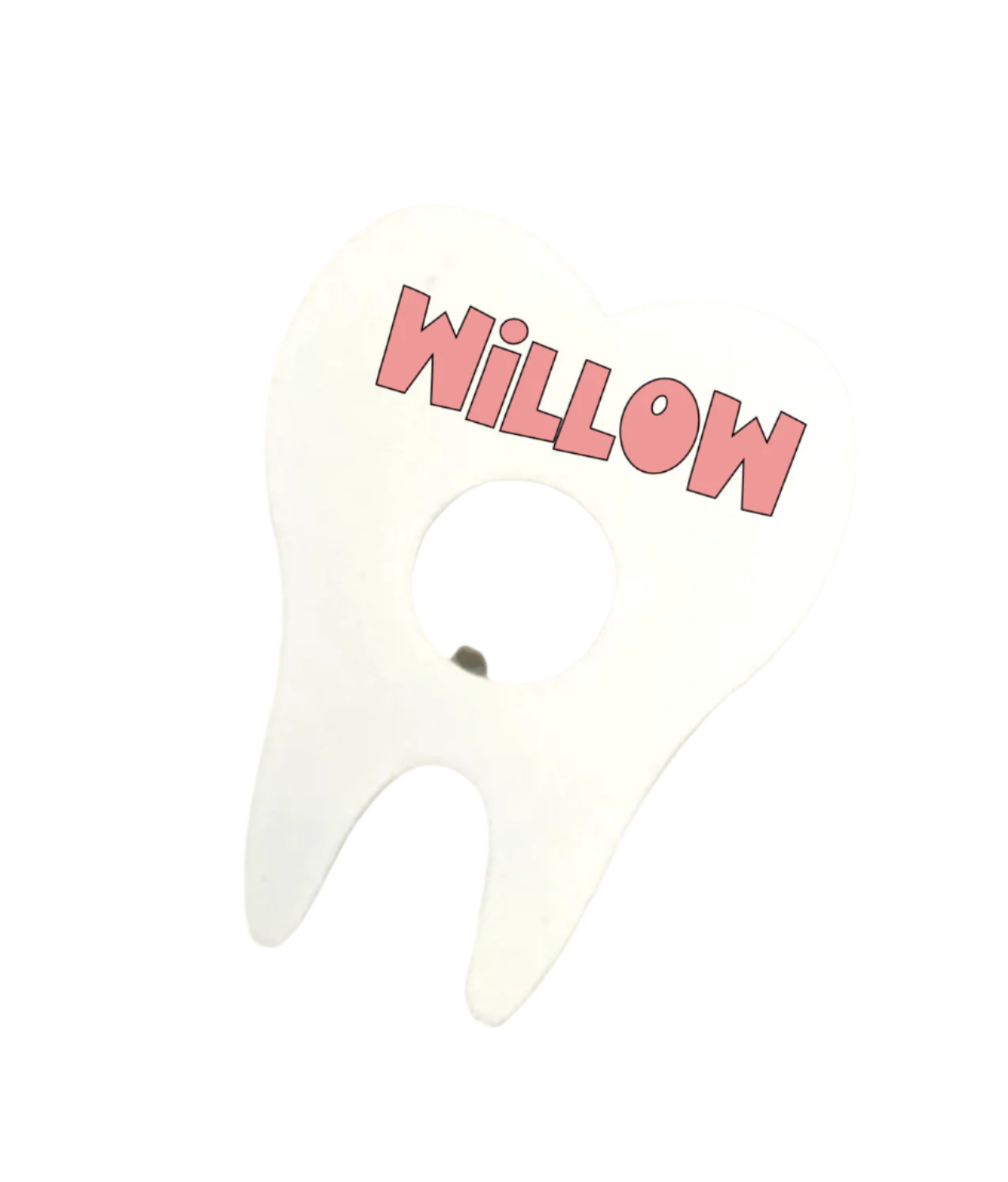 Custom coin holder with child's name tooth design