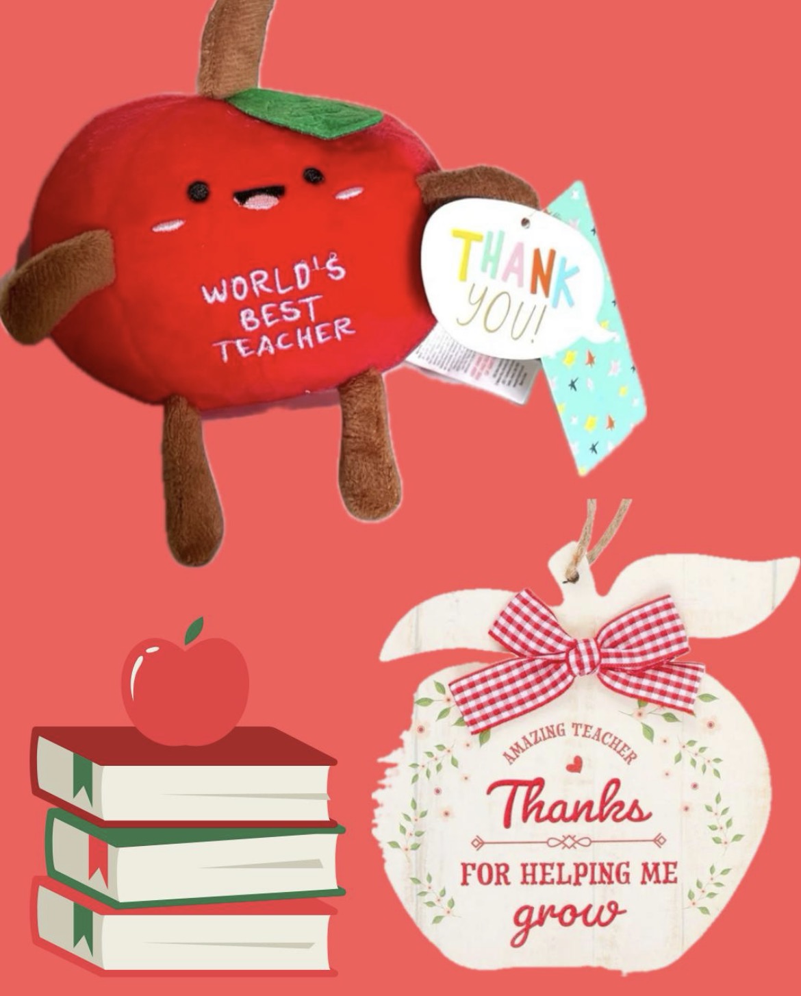 Thank You Teacher Apple Plush & Wooden Sign