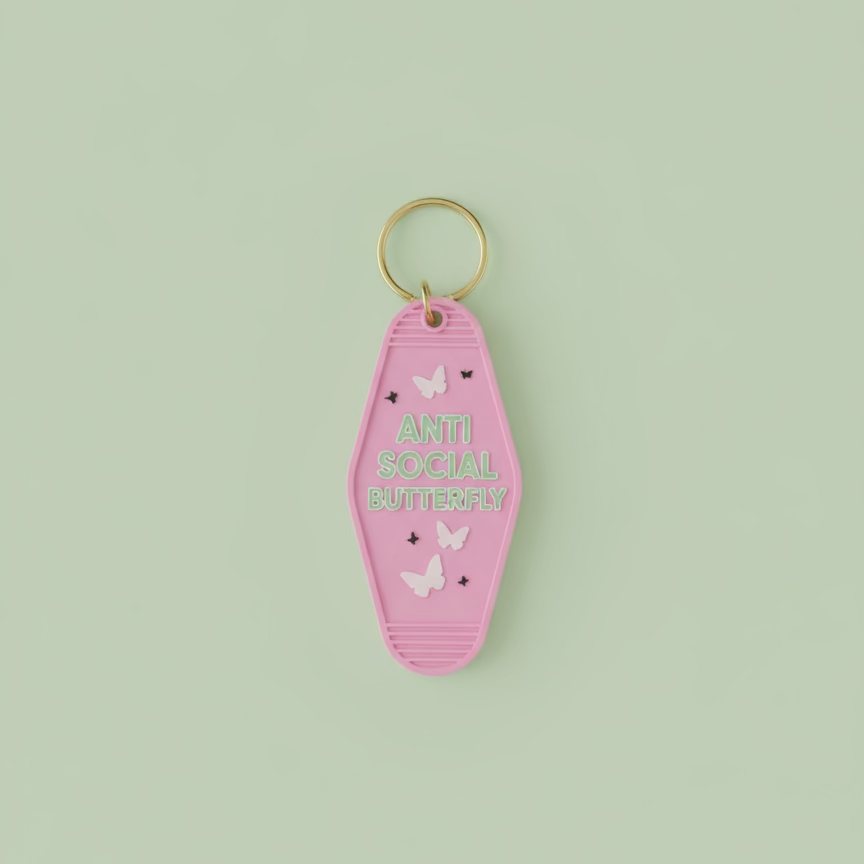 Anti Social Butterfly Motel Keyring