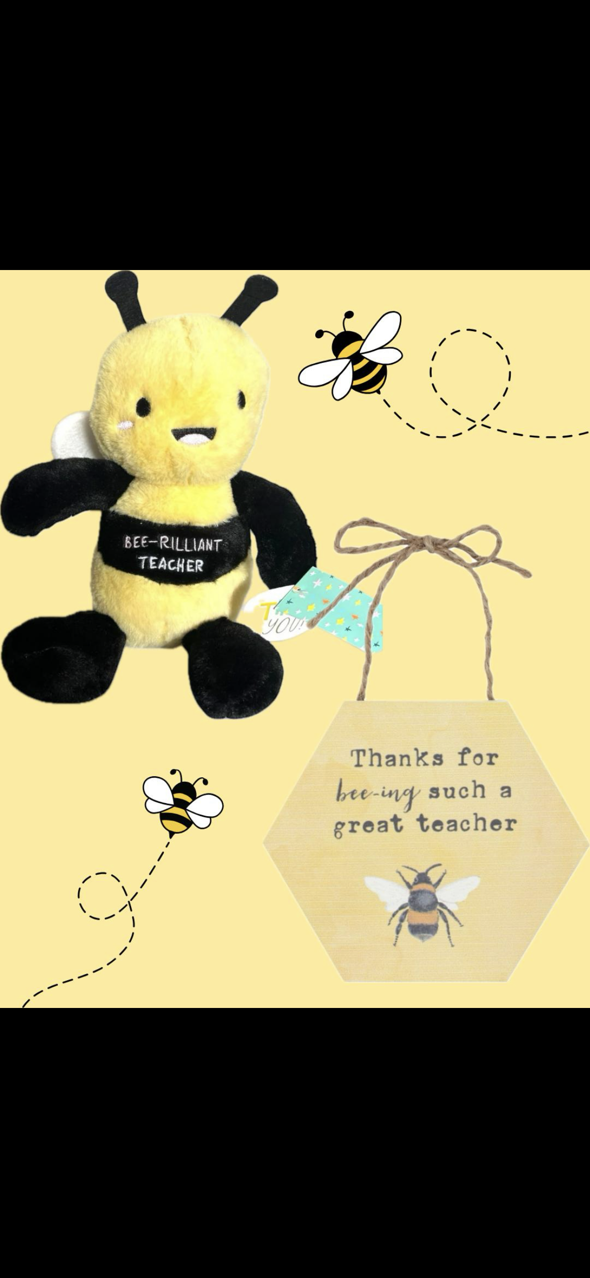 Thank You Teacher Bee Plush & Wooden Sign