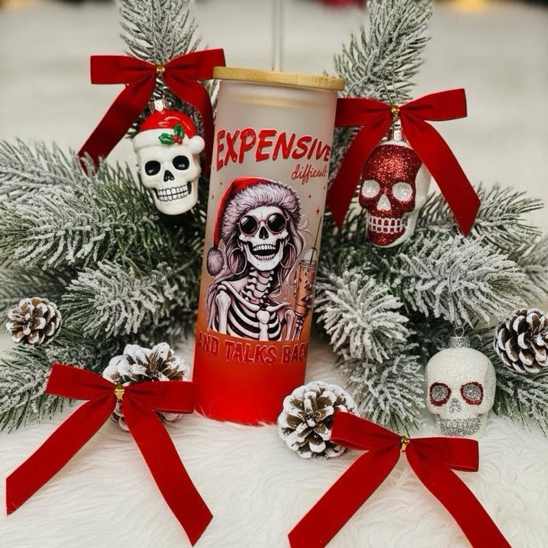 Expensive Difficult & Talks Back Christmas Skeleton Tumbler
