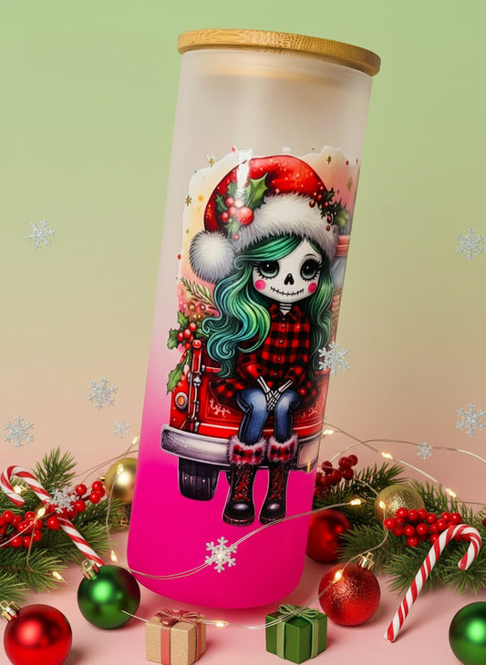 Alternative Funky Christmas Frosted Glass Tumbler