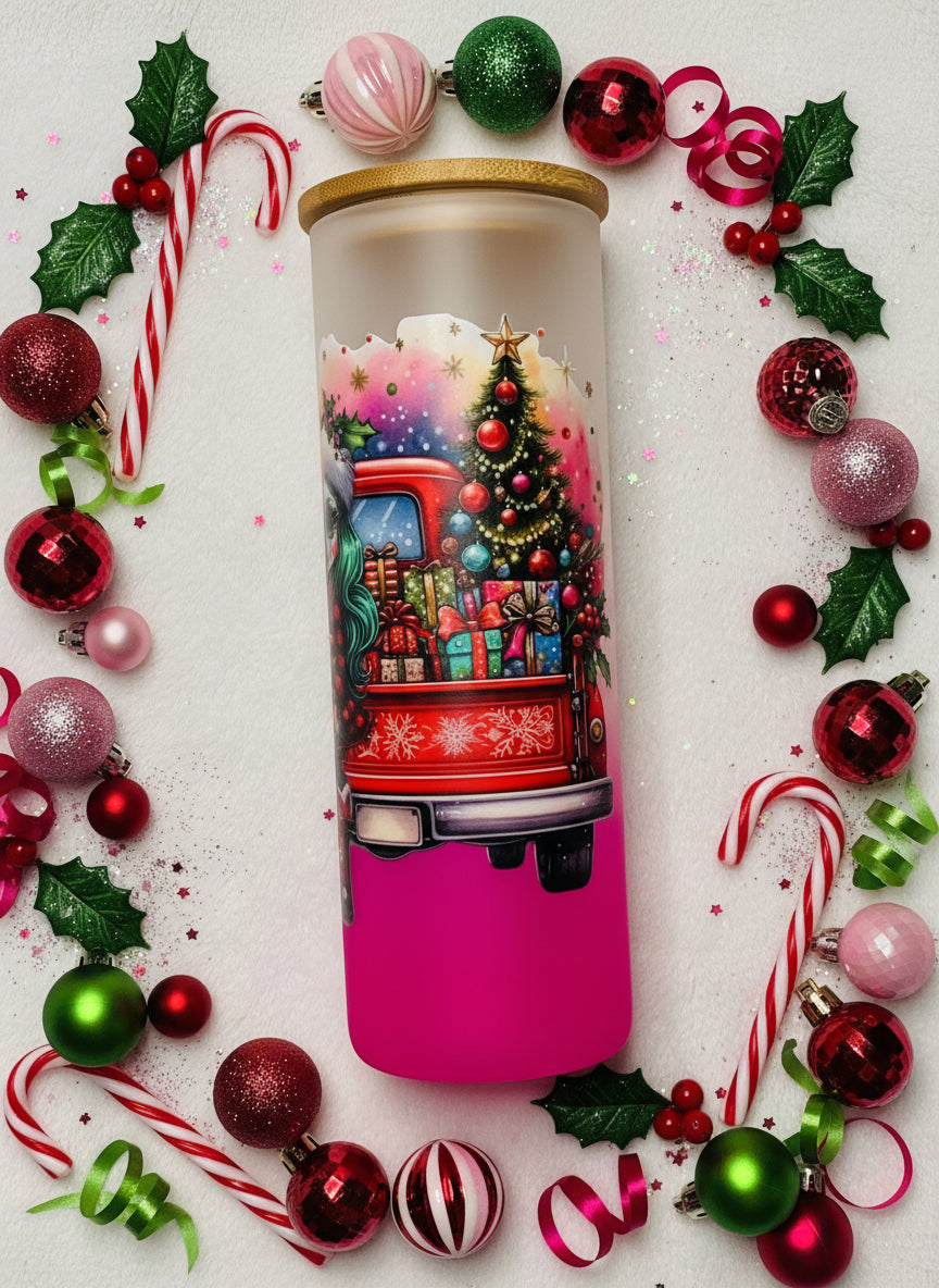 Alternative Funky Christmas Frosted Glass Tumbler