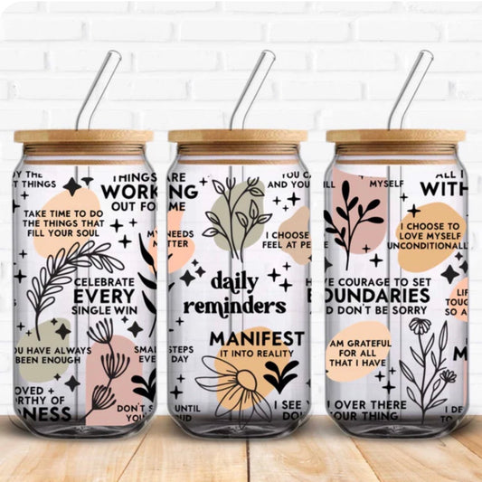 Daily Reminders Glass Can