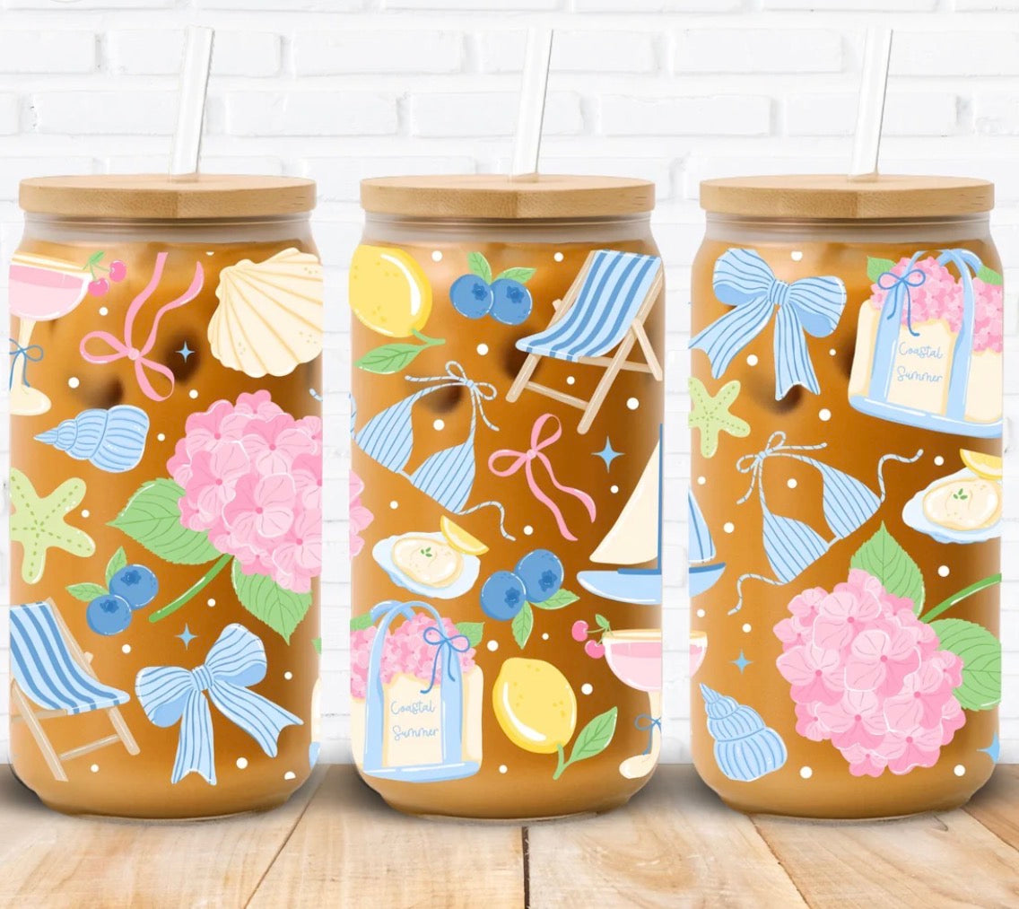 Coastal Summer Glass Can
