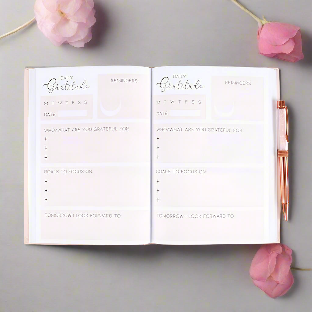 Pink Gratitude Journal & Rose Quartz Pen