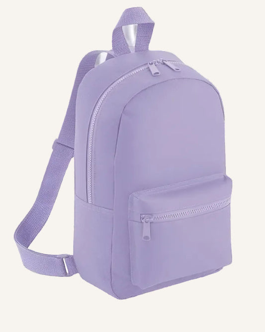 Purple backpack on a ivory background
