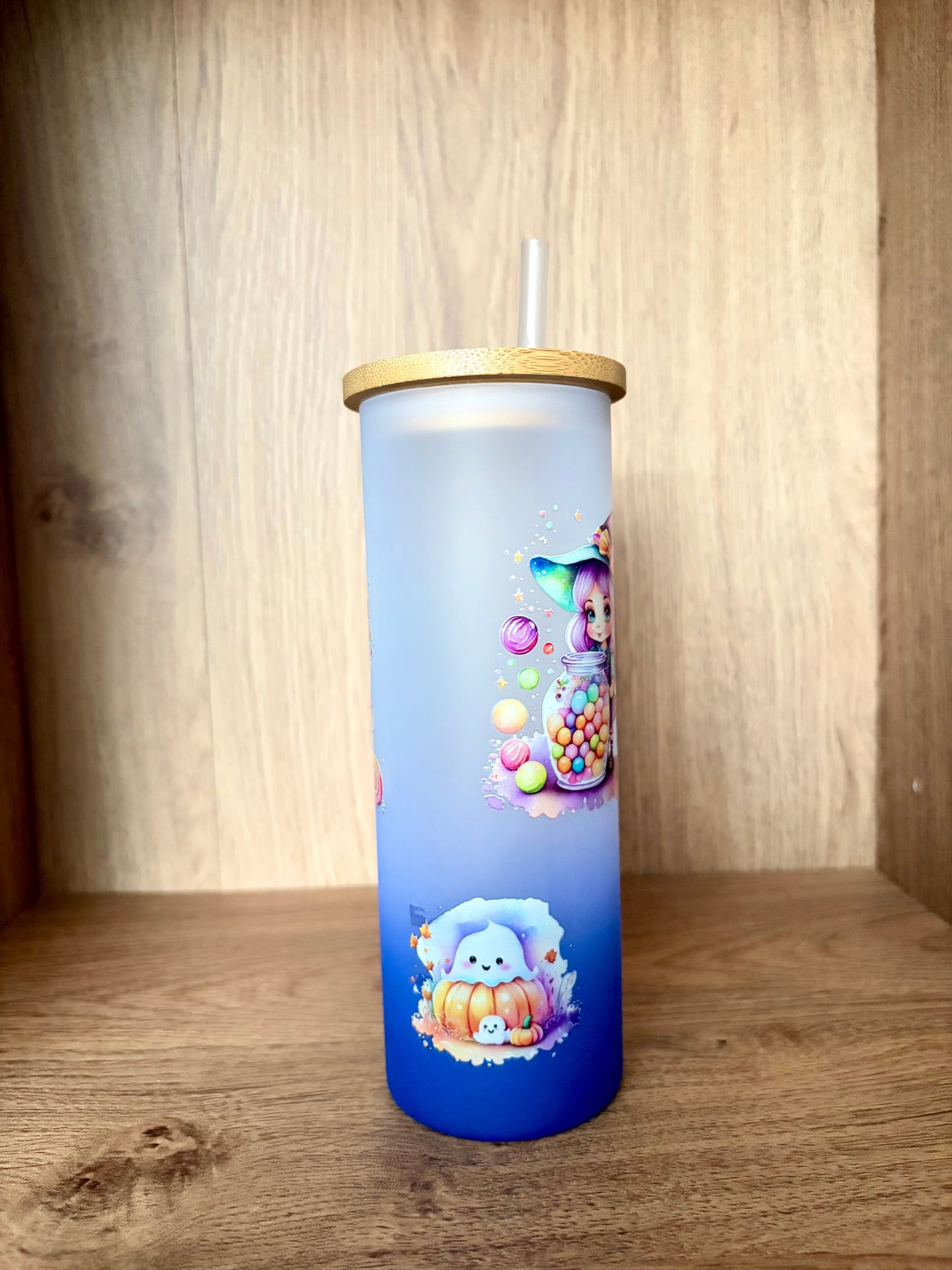 Sweet Little Witch Glass Tumbler – Blue Ombre