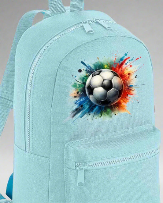 Light Blue Football Personalised Backpack
