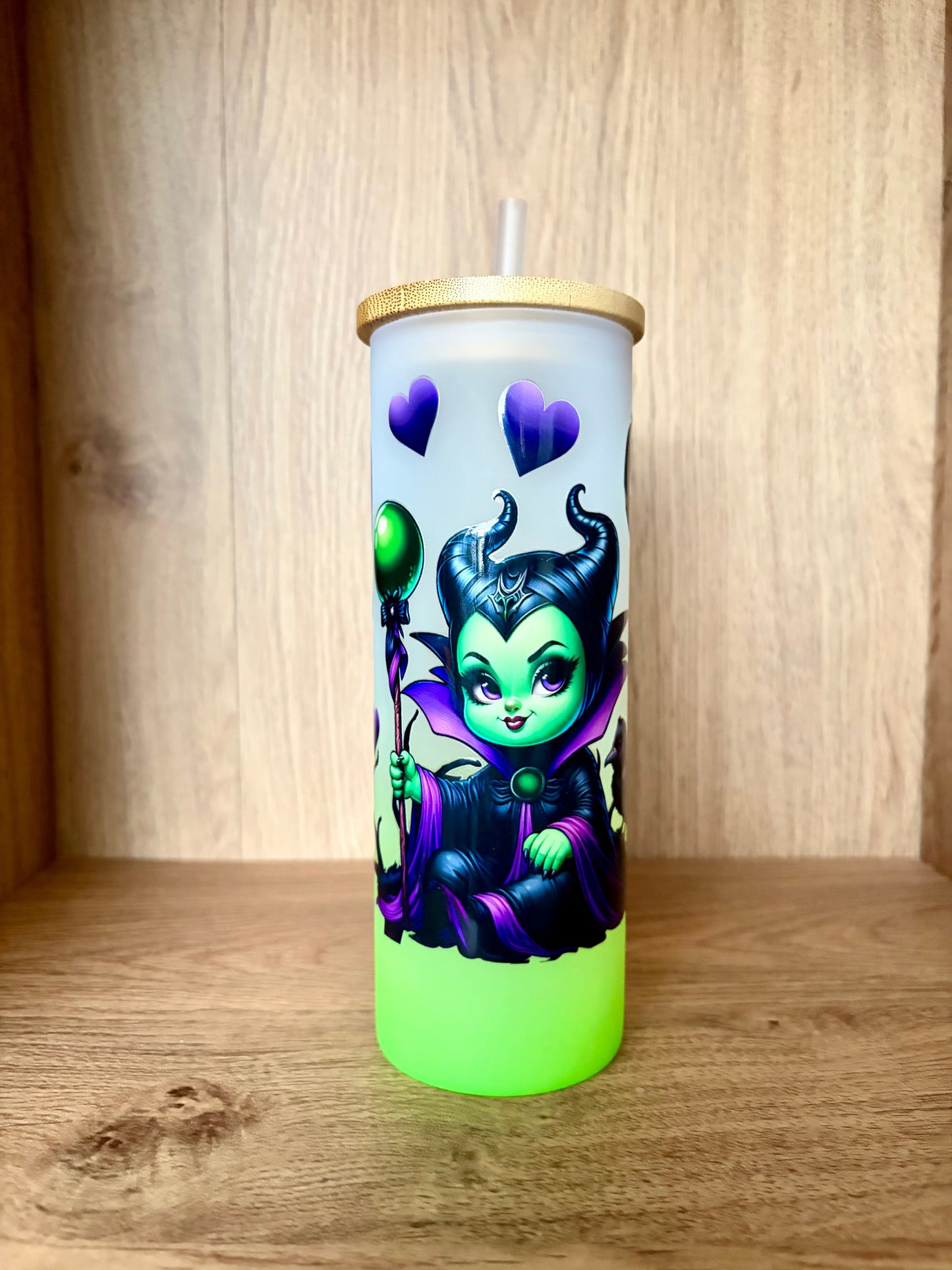 Little Mistress of Evil Glass Tumbler – Green & Purple Ombre