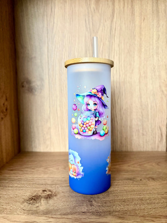 Sweet Little Witch Glass Tumbler – Blue Ombre