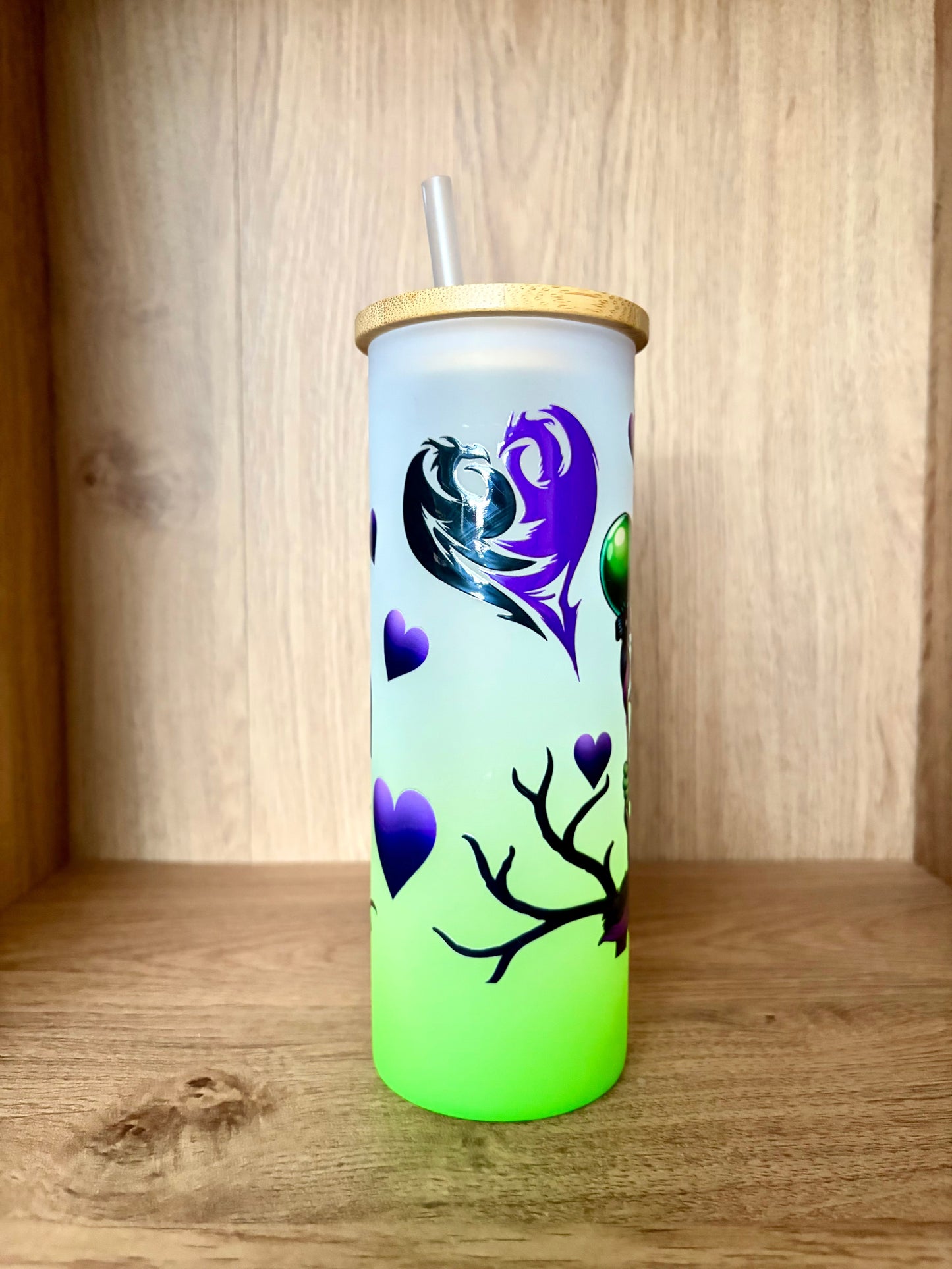 Little Mistress of Evil Glass Tumbler – Green & Purple Ombre
