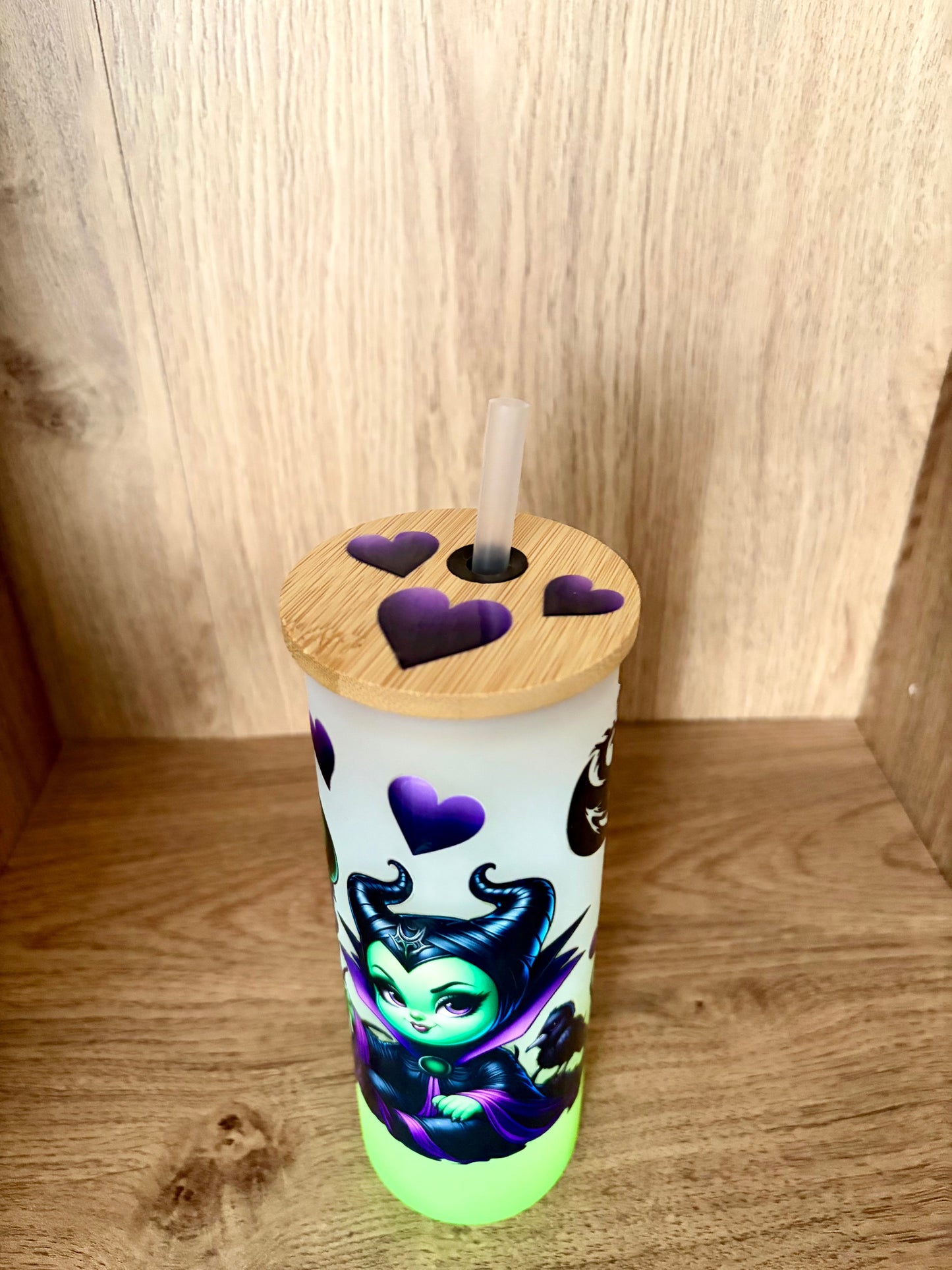 Little Mistress of Evil Glass Tumbler – Green & Purple Ombre
