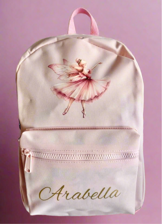 Light Pink Fairy Ballerina Personalised Backpack