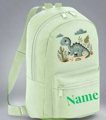 Green Dino Personalised Backpack