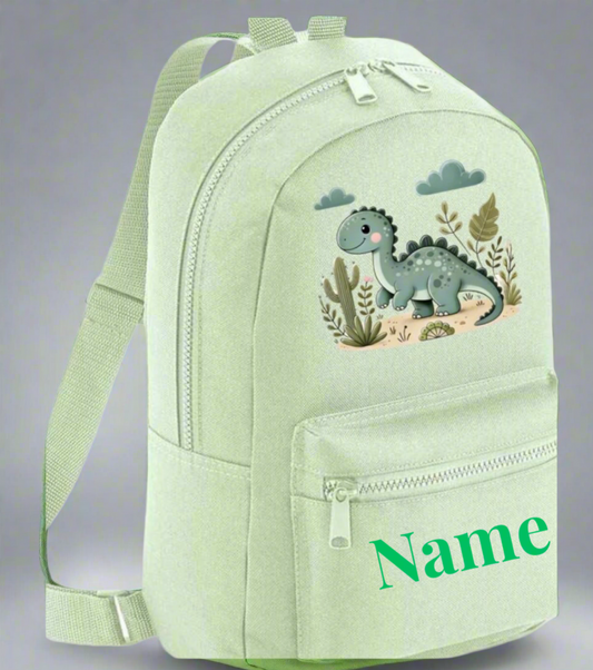 Green Dino Personalised Backpack