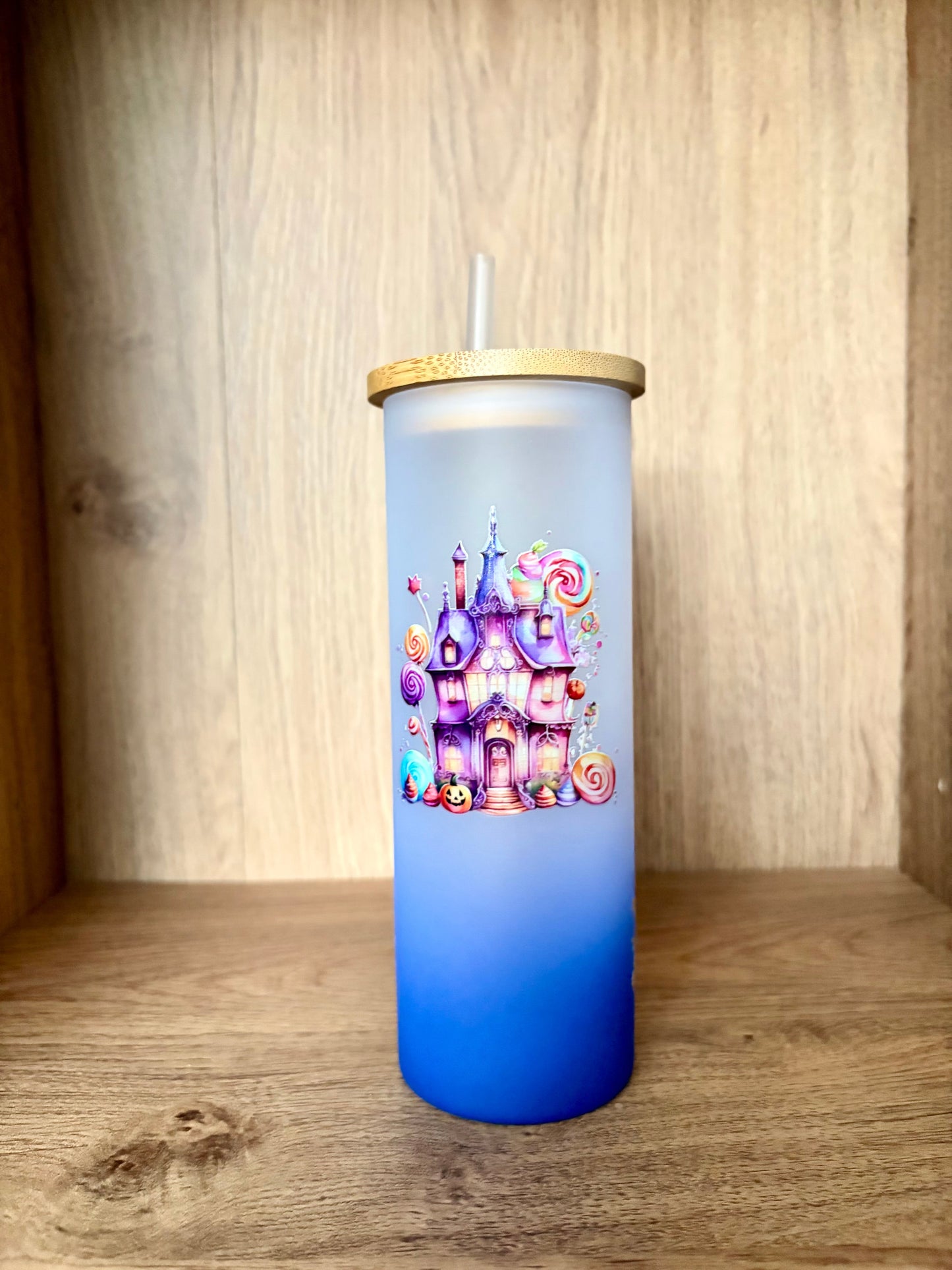 Sweet Little Witch Glass Tumbler – Blue Ombre