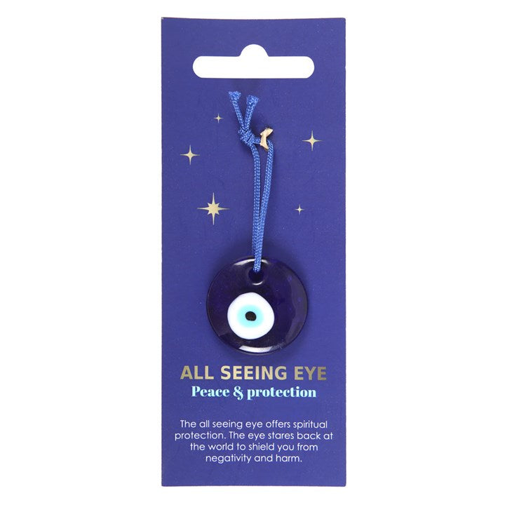 all seeing eye glass charm on card