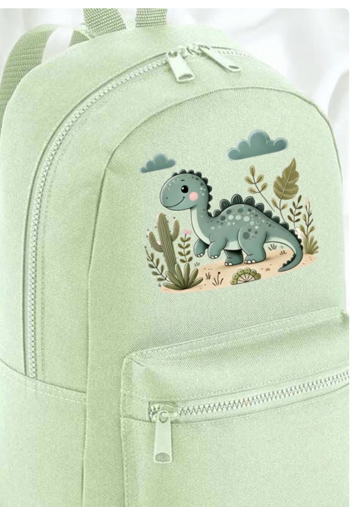 Personalised Dinosaur Green Backpack