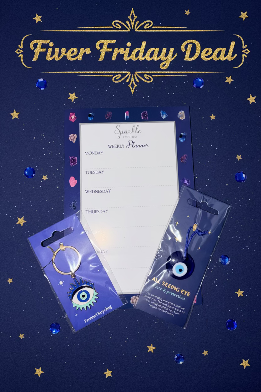 Weekly planner with decorative elements on a textured surface