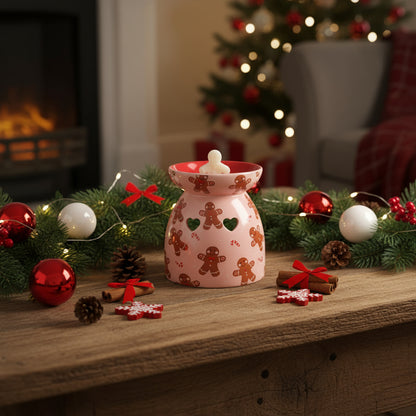 Gingerbread Print Wax Burner with Wax Melt