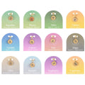 Set of zodiac charm pendants on display with corresponding dates.