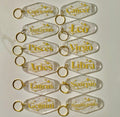 Zodiac Sign Clear Glitter Acrylic Keyring