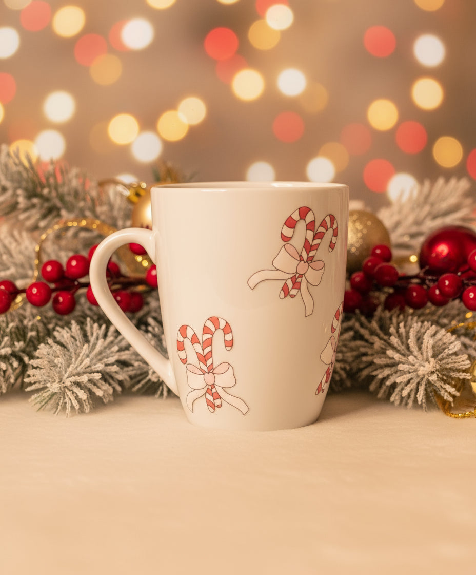 Candy Cane Bow Mug