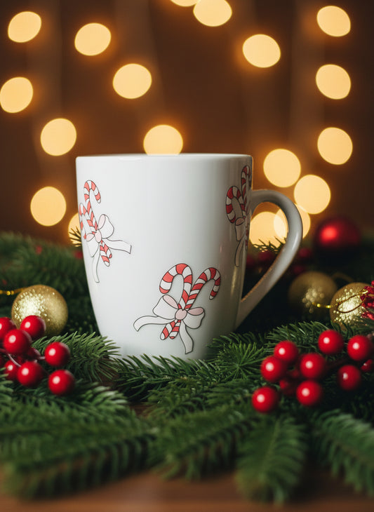 Candy Cane Bow Mug