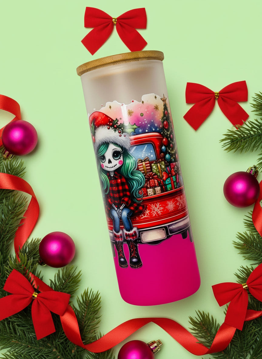 Alternative Funky Christmas Frosted Glass Tumbler