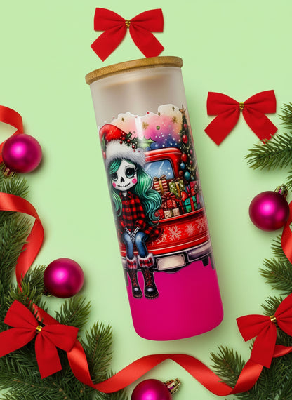 Alternative Funky Christmas Frosted Glass Tumbler