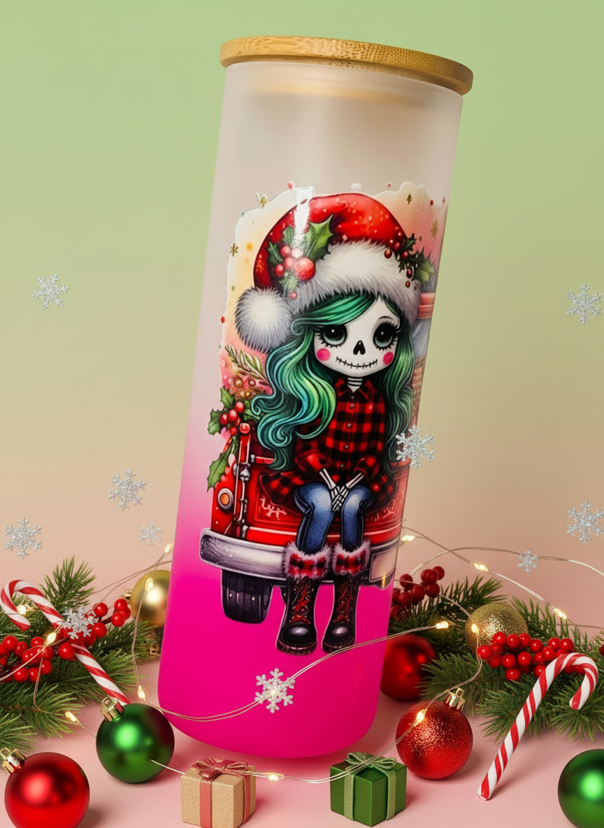 Alternative Funky Christmas Frosted Glass Tumbler