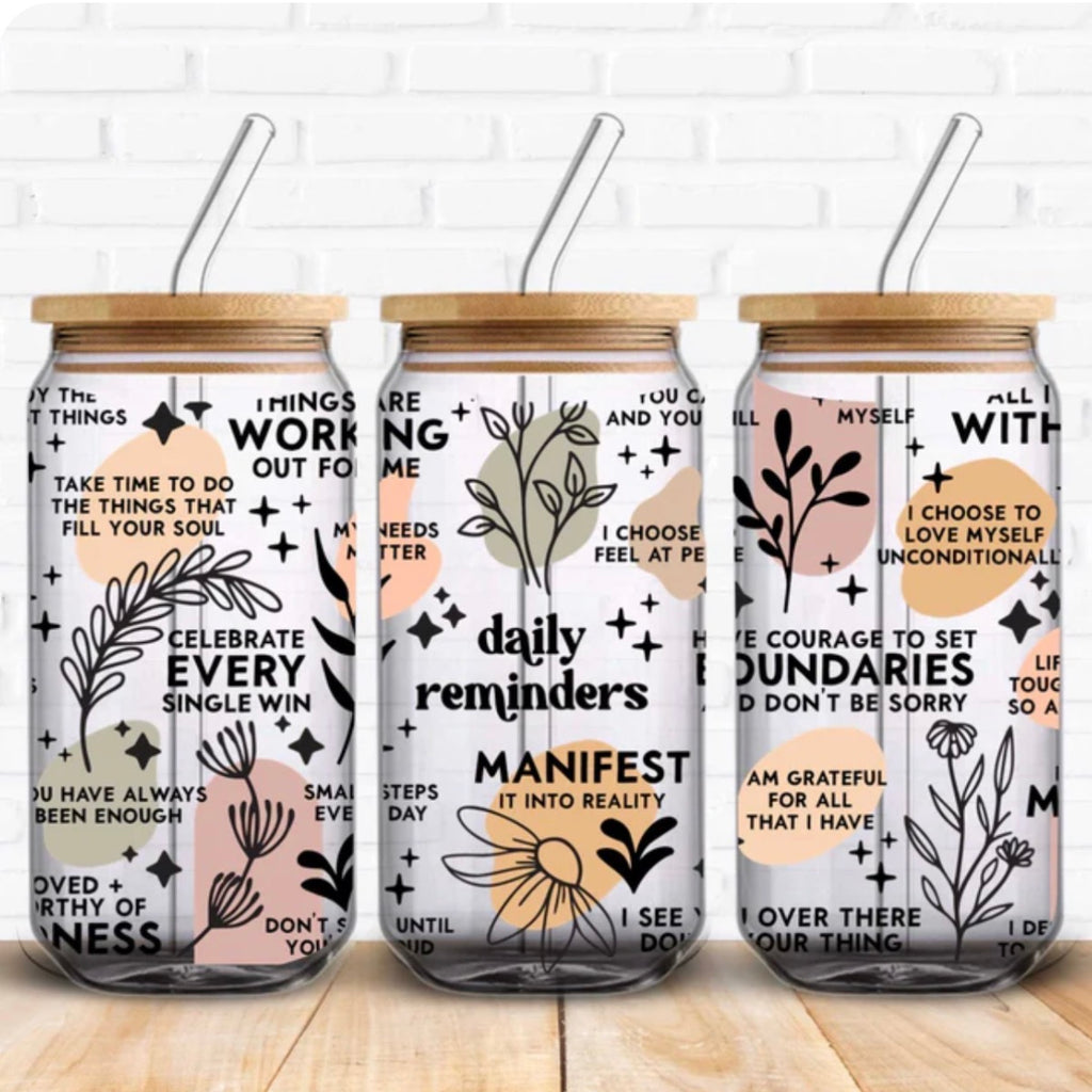 Daily Reminders Glass Can