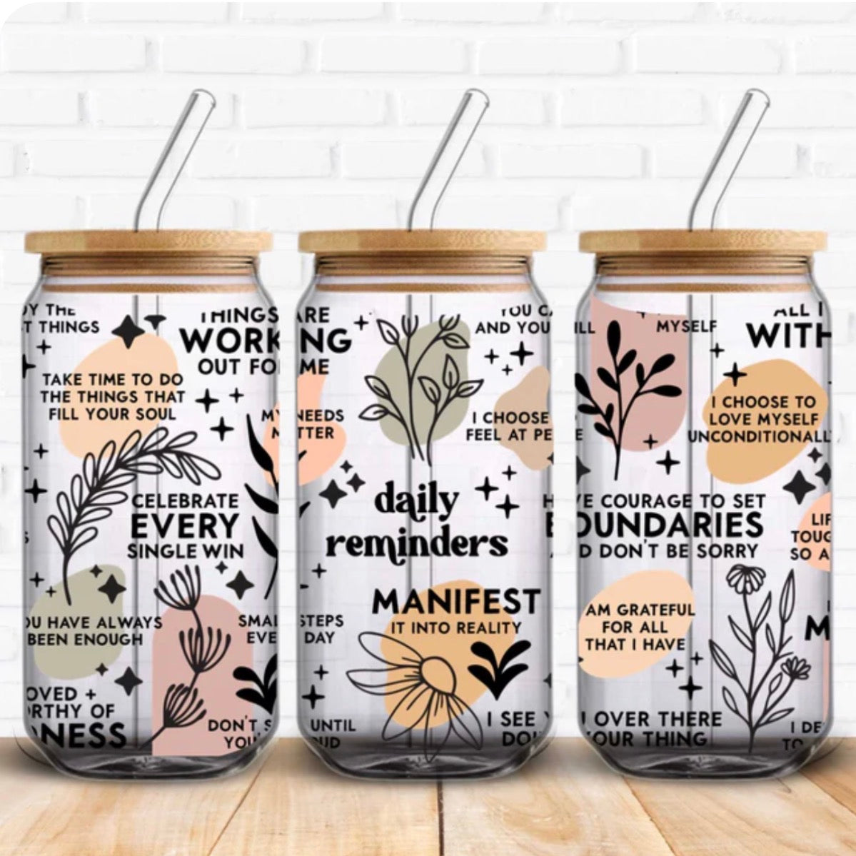 Daily Reminders Glass Can