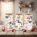 glass can with farm themed cottagecore design 