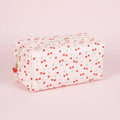 Rectangular pouch with cherry pattern on a white background