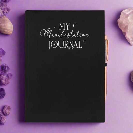 Black Manifestation Journal & Amethyst Pen
