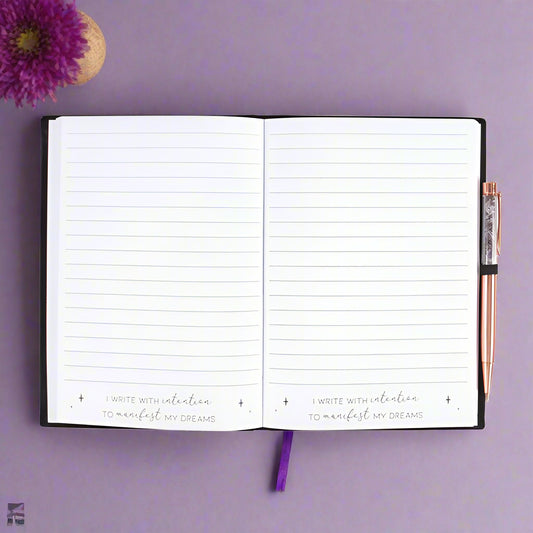 Black Manifestation Journal & Amethyst Pen