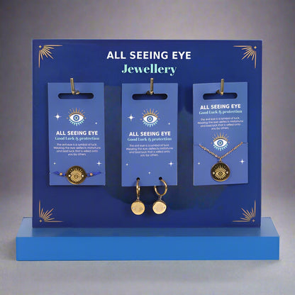 Gold-Tone All Seeing Eye Jewellery - Good Luck & Protection Set (Earrings, Necklace, Bracelet)