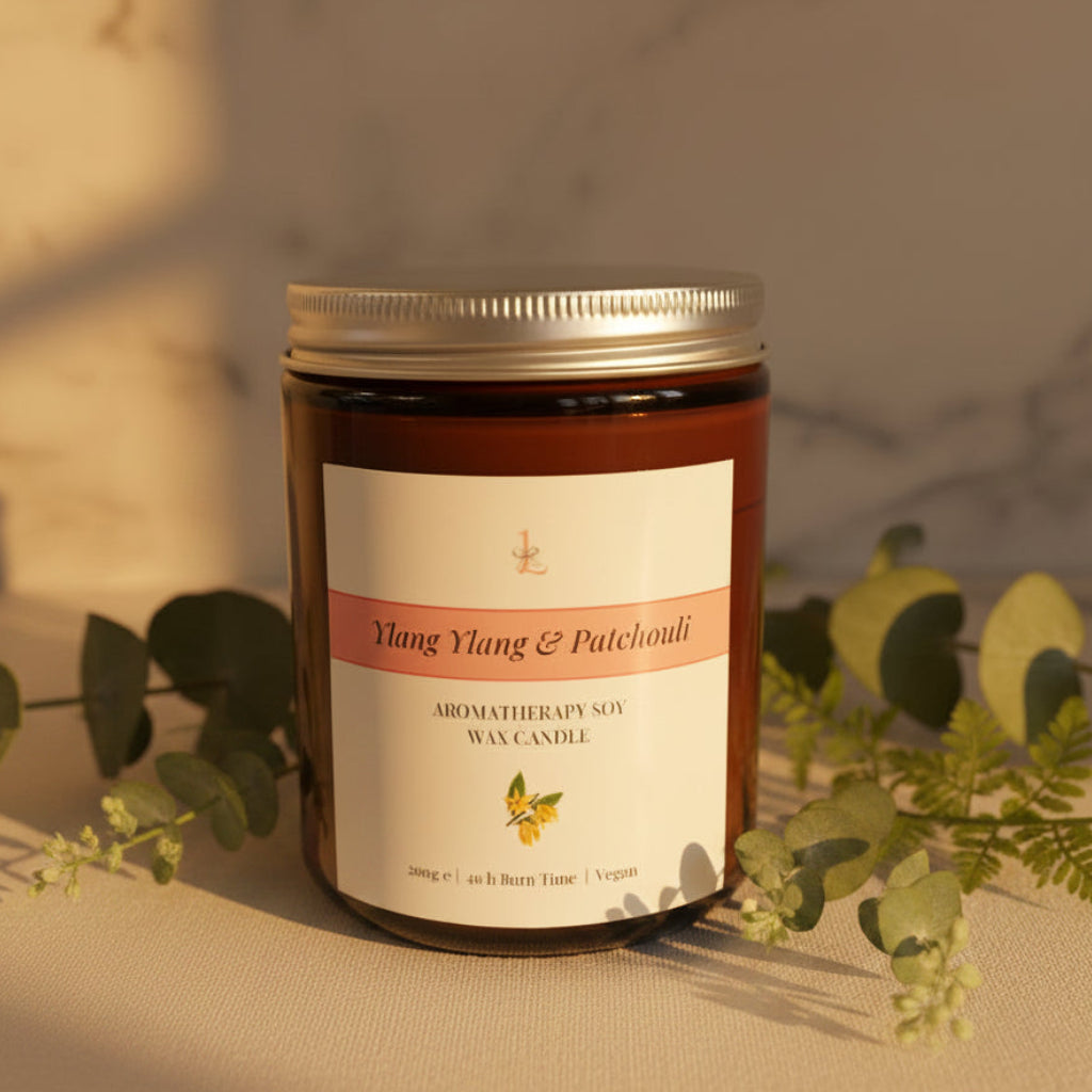Ylang YLang & Patchouli Candle with elements