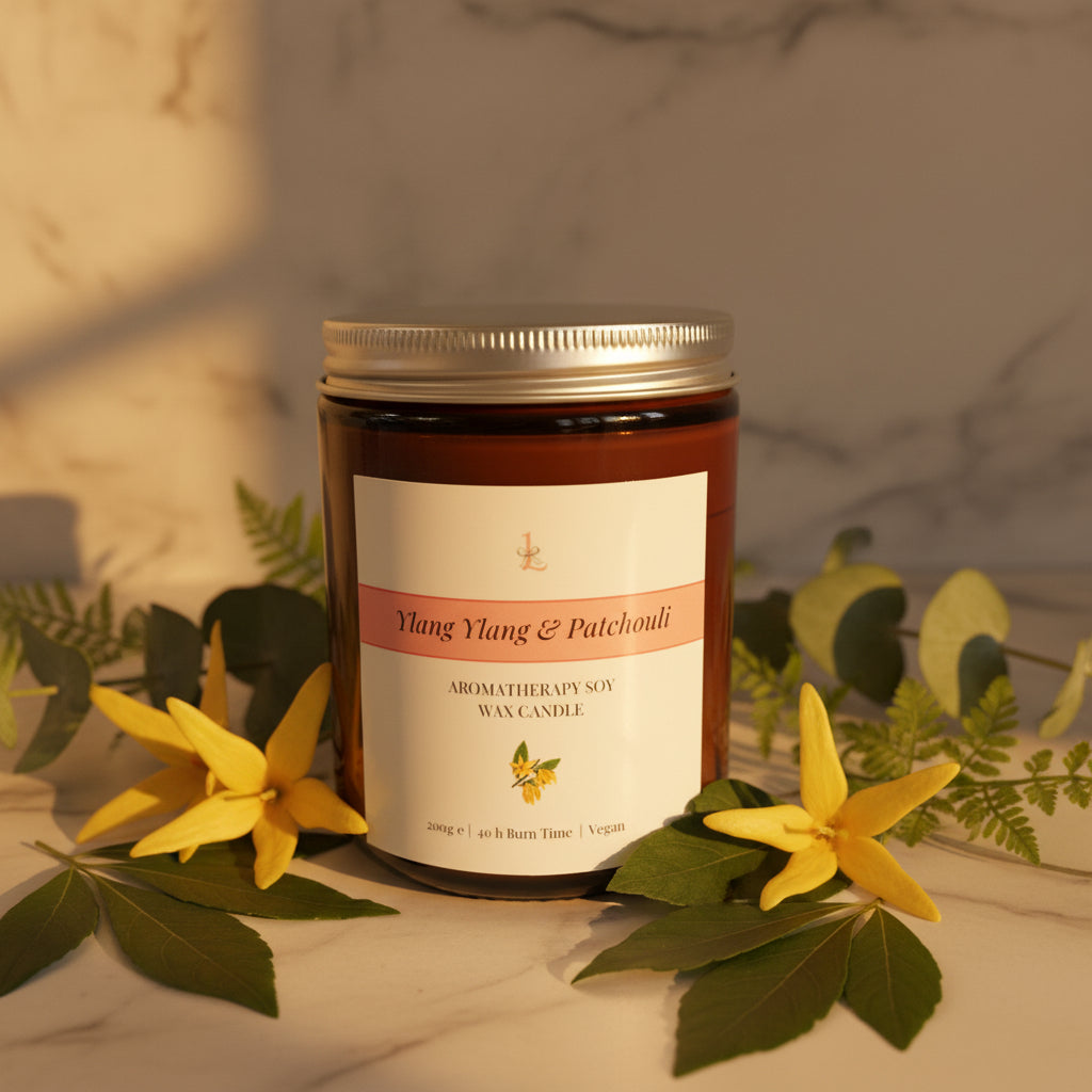 Ylang YLang & Patchouli Candle with elements