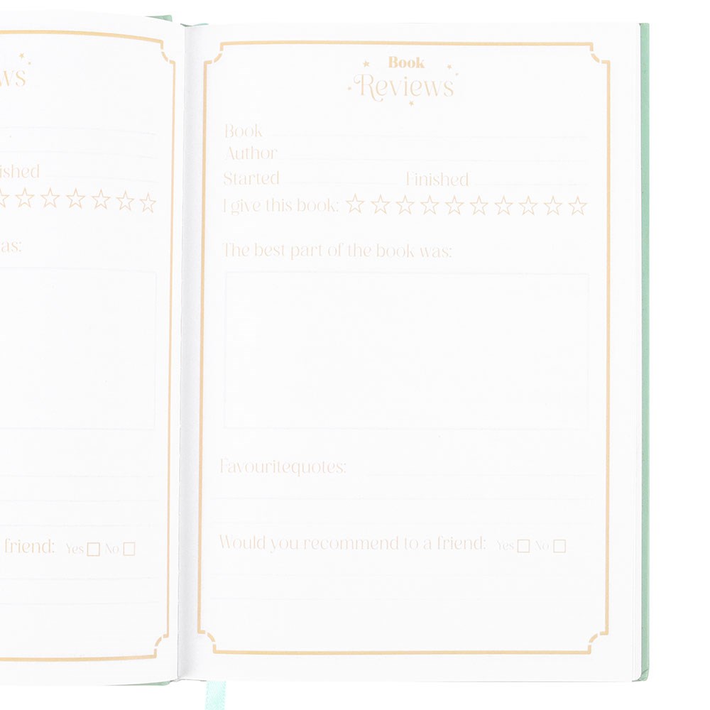 Open book with star ratings on a white background