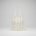 Tote bag with cat pattern on a grey background