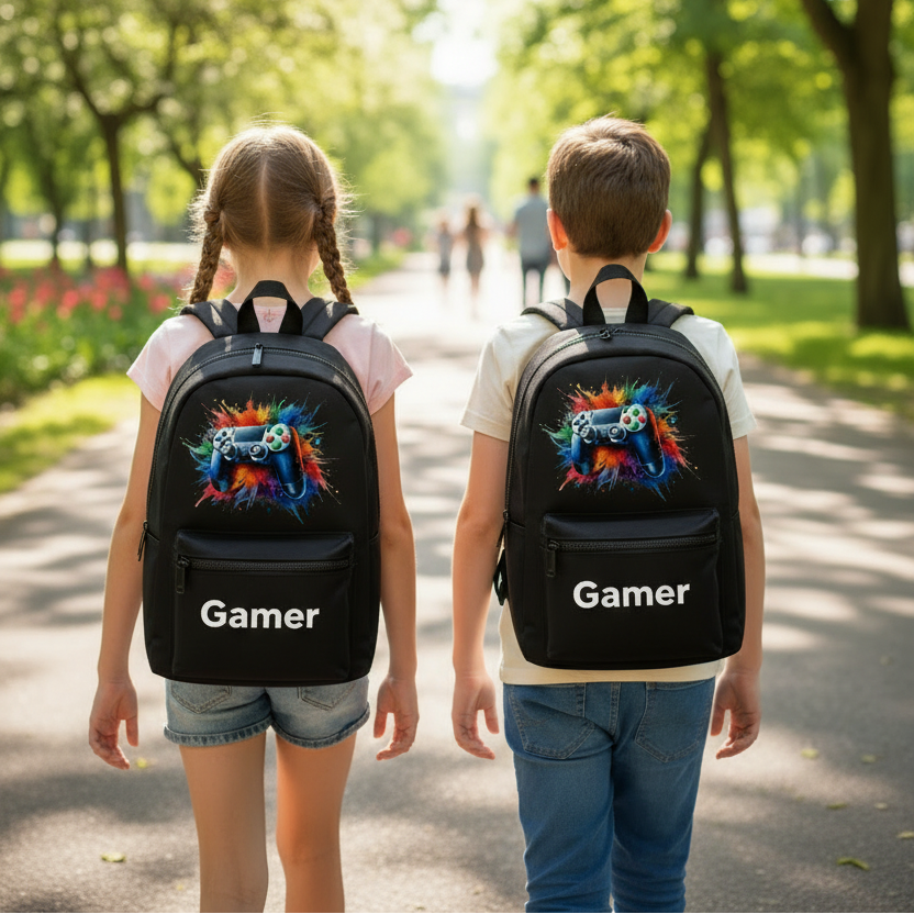 Girl and Boy with correct Gamer Backpack