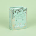 Mint green box with 'Myths, Fairy Tales & Legends' text and swan illustrations on a green background