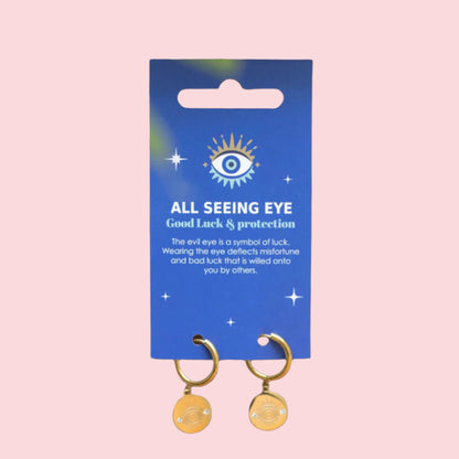 Gold-Tone All Seeing Eye Jewellery - Good Luck & Protection Set (Earrings, Necklace, Bracelet)