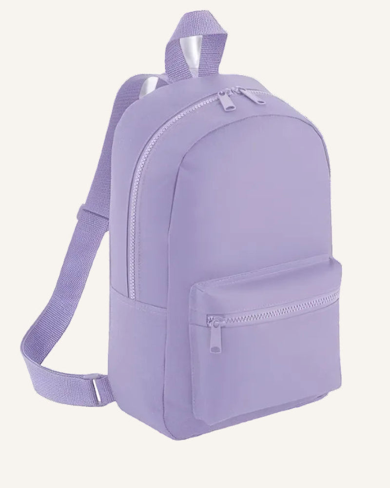 Purple backpack on a ivory background