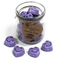 Jar of purple wax melts with a 'Fragrant Wax Melts' label on a white background